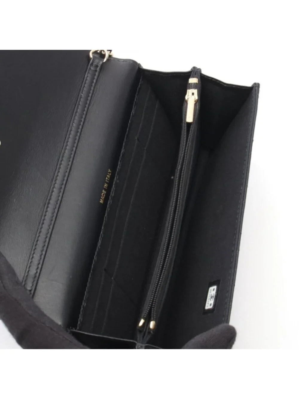 Chanel Shoulder Bag Quilted Chain Wallet Black Lambskin